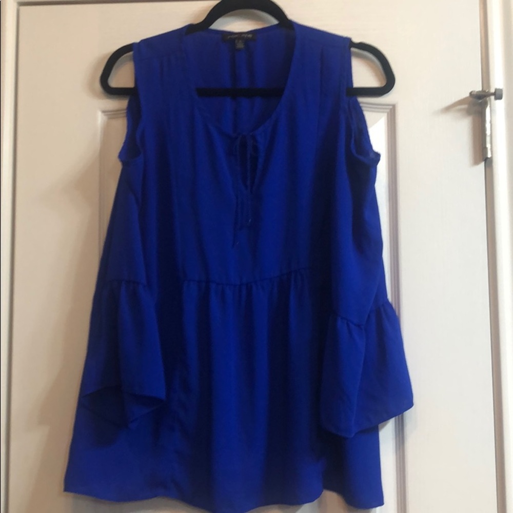 Gorgeous Cobalt Blue Cold Shoulder Top